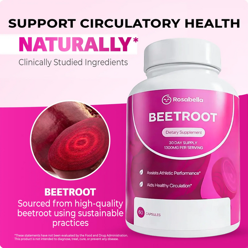 Organic Beetroot Capsules (1300mg) for Blood Flow & Heart Health